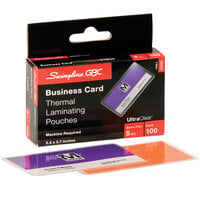 Swingline GBC 51005 UltraClear 2 3/16" x 3 11/16" Business Card Thermal Laminating Pouch - 100/Box