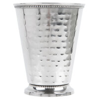 Acopa Alchemy 16 oz. Hammered Stainless Steel Mint Julep Cup with Beaded Detailing - 12/Pack