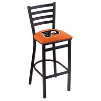 Holland Bar Stool L00430PhiFly-O Black Steel Philadelphia Flyers Bar Height Chair with Ladder Back and Padded Seat