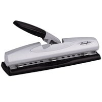 Swingline 74026 12 Sheet LightTouch Black and Silver 2-3 Hole Punch - 9/32 inch Holes