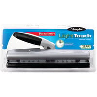 Swingline 74026 12 Sheet LightTouch Black and Silver 2-3 Hole Punch - 9/32 inch Holes