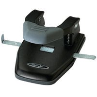 Swingline 74050 28 Sheet Black and Gray Steel 2-7 Hole Punch with Comfort Handle - 1/4 inch Holes