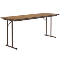 Correll 24 inch x 60 inch Rectangular Medium Oak High Pressure Folding Seminar Table with Off-Set Legs