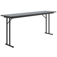 Correll 18 inch x 96 inch Rectangular Gray Granite High Pressure Folding Seminar Table with Off-Set Legs