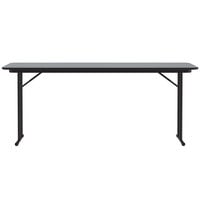 Correll 18 inch x 96 inch Rectangular Gray Granite High Pressure Folding Seminar Table with Off-Set Legs