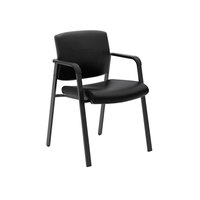 HON Validate Black Leather Stackable Guest Chair