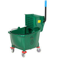 Lavex Janitorial 35 Qt. Green Mop Bucket & Side Press Wringer Combo