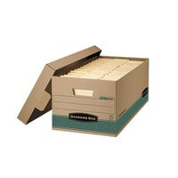 Fellowes 1270201 Banker's Box Stor/File 25 3/8" x 15 7/8" x 10 1/4" Kraft Legal File Storage Box with Locking Lift-Off Lid - 12/Case