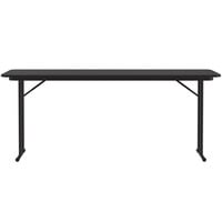 Correll 18 inch x 96 inch Rectangular Black Granite High Pressure Folding Seminar Table with Off-Set Legs
