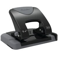 Swingline 74135 20 Sheet SmartTouch Black and Gray 2 Hole Punch - 9/32 inch Holes