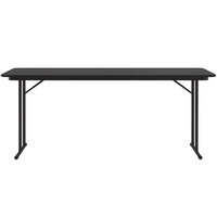 Correll 24 inch x 72 inch Rectangular Black Granite High Pressure Folding Seminar Table with Off-Set Legs