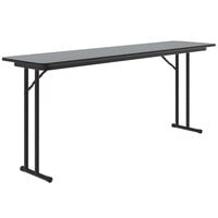 Correll 18 inch x 72 inch Rectangular Gray Granite High Pressure Folding Seminar Table with Off-Set Legs