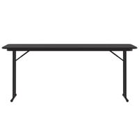 Correll 18 inch x 72 inch Rectangular Black Granite High Pressure Folding Seminar Table with Off-Set Legs