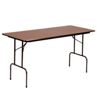 Correll 18" x 48" Rectangular Walnut Light Duty Melamine Folding Table