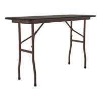 Correll 18" x 48" Rectangular Walnut Light Duty Melamine Folding Table