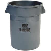 Rubbermaid FG263256GRAY BRUTE 32 Gallon Gray "Inedible" Round Trash Can