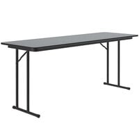 Correll 24" x 96" Rectangular Gray Granite High Pressure Folding Seminar Table with Off-Set Legs