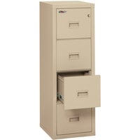 FireKing 4R1822CPA Turtle 17 3/4 inch x 22 1/8 inch x 52 3/4 inch Parchment Four-Drawer Fire File Cabinet