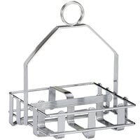 Tablecraft 609R Chrome Plated Salt and Pepper Shaker / Sugar Packet Rack - 5 inch x 4 3/4 inch x 6 1/2 inch