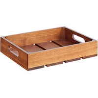 Tablecraft CRATE12 Half Size, 2 1/2 inch Deep Gastronorm Acacia Serving and Display Crate