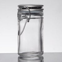 Tablecraft H2S&P 2 oz. Resealable Salt and Pepper Shaker Glass Jar with Stainless Steel Clip-Top Lid