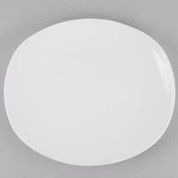 World Tableware 840-437B Porcelana 10 inch x 9 inch Oblong Bright White Porcelain Coupe Plate - 24/Case