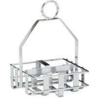 Tablecraft 606R Chrome Plated Salt and Pepper Shaker / Sugar Packet Rack - 4 1/4 inch x 4 inch x 6 inch
