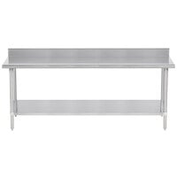 Advance Tabco KSS-307 30 inch x 84 inch 14 Gauge Work Table with Stainless Steel Undershelf and 5 inch Backsplash