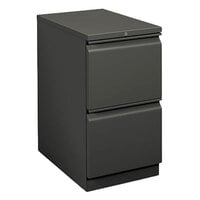 HON 33823RS Efficiencies Charcoal Two-Drawer Mobile Pedestal Filing Cabinet - 15" x 22 7/8" x 28"