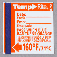Taylor 8751 TempRite Single Use Dishwasher 160 Degrees F Test Label - 24/Pack