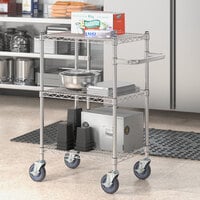 Regency 18 inch x 24 inch Three Shelf Chrome Utility Cart with U-Shaped Handle