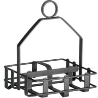 Tablecraft 609RBK Black Salt and Pepper Shaker / Sugar Packet Rack - 5" x 4 3/4" x 6 1/2"