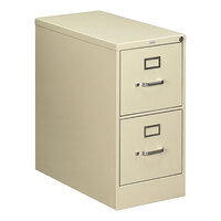 HON 212PL 210 Series Putty Full-Suspension Two-Drawer Filing Cabinet - 15 inch x 28 1/2 inch x 29 inch
