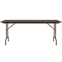 Correll Folding Table, 24 inch x 72 inch Melamine Top, Walnut