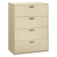 HON 694LL 600 Series Putty Four-Drawer Lateral Filing Cabinet - 42 inch x 18 inch x 52 1/2 inch