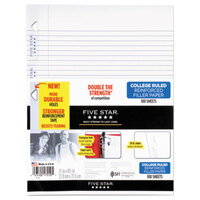 Mead 17010 Five Star 8 1/2 inch x 11 inch White Pack of Reinforced College Rule Filler Sheet - 100 Sheets