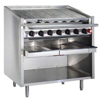 MagiKitch'n FM-SMB-648 48" Natural Gas Lava Rock Charbroiler with Open Base - 150,000 BTU