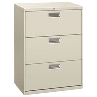 HON 673LQ 600 Series Light Gray Three-Drawer Lateral Filing Cabinet - 30" x 19 1/4" x 40 7/8"