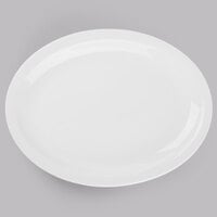 World Tableware 840-530N-18 Porcelana 13 1/8" x 10" Oval Bright White Narrow Rim Porcelain Platter - 12/Case