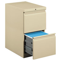 HON 33823RL Efficiencies Putty Two-Drawer Mobile Pedestal Filing Cabinet - 15" x 22 7/8" x 28"
