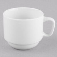 World Tableware 840-116-101 Porcelana 7 oz. Bright White Porcelain Stackable Maui Cup - 36/Case