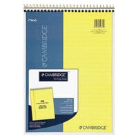 Cambridge 59880 8 1/2 inch x 11 inch Legal Rule Canary Wirebound Note Pad
