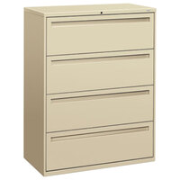 HON 794LL 700 Series Putty Four-Drawer Lateral Filing Cabinet - 42 inch x 19 1/4 inch x 53 1/4 inch
