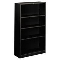 HON S60ABCP Black 4 Shelf Metal Bookcase - 34 1/2 inch x 12 5/8 inch x 59 inch