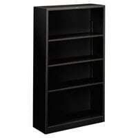 HON S60ABCP Black 4 Shelf Metal Bookcase - 34 1/2" x 12 5/8" x 59"