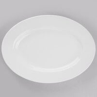 World Tableware 840-520R-13 Porcelana 13 3/4 inch x 9 7/8 inch Oval Bright White Wide Rim Porcelain Platter - 12/Case
