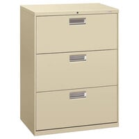 HON 673LL 600 Series Putty Three-Drawer Lateral Filing Cabinet - 30 inch x 19 1/4 inch x 40 7/8 inch