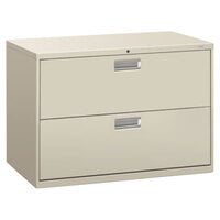 HON 692LQ 600 Series Light Gray Two-Drawer Lateral Filing Cabinet - 42" x 19 1/4" x 28 3/8"