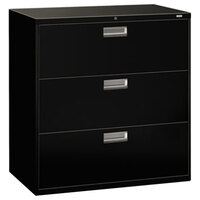 HON 693LP 600 Series Black Three-Drawer Lateral Filing Cabinet - 42" x 19 1/4" x 40 7/8"