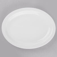 World Tableware 840-520N-9 Porcelana 9 3/4" x 7 3/8" Oval Bright White Narrow Rim Porcelain Platter - 24/Case